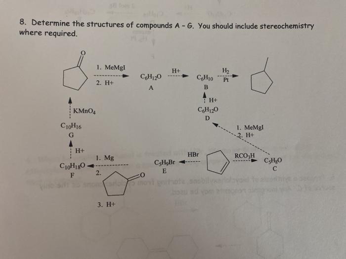 Solved 8. Determine the structures of compounds A-G. You | Chegg.com