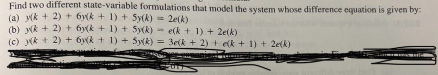 Find state-variable formulations that model the | Chegg.com