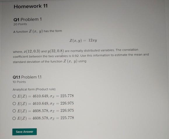 Homework 11 Q1 Problem 1 20 Points A function z(x, y) | Chegg.com