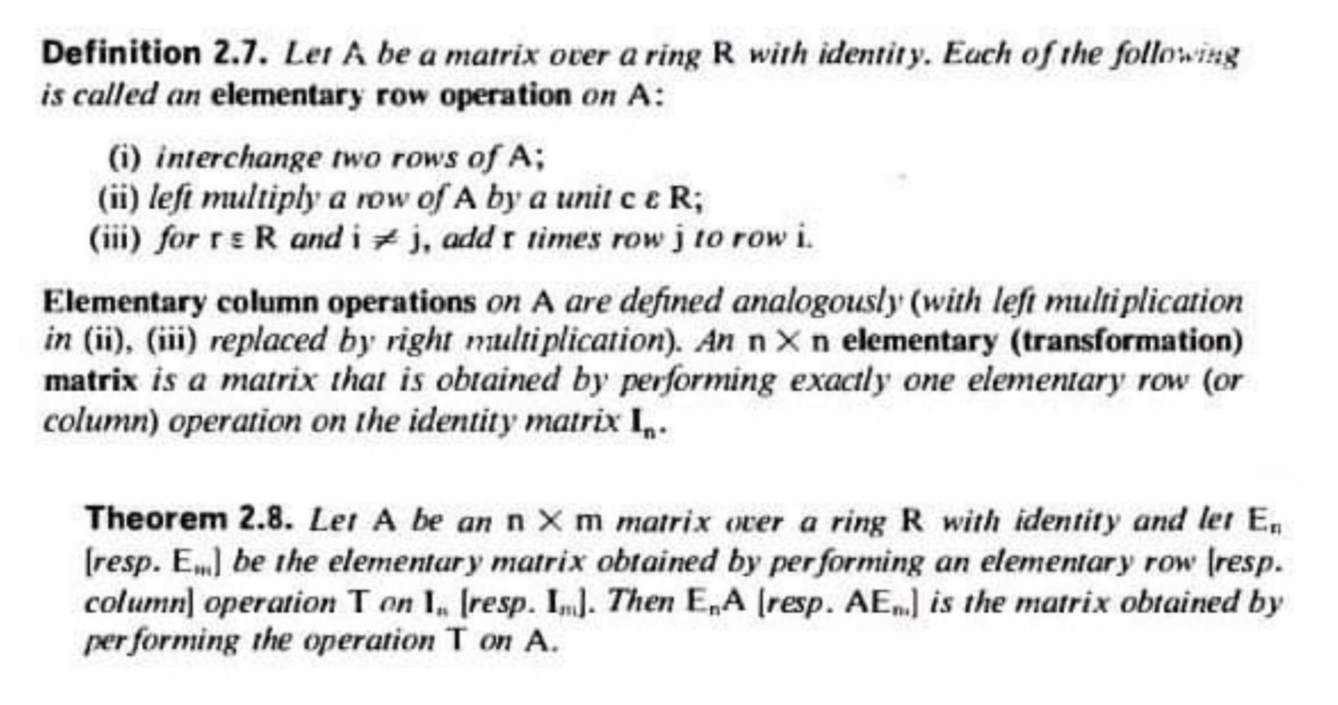 Solved Definition 2.7. Let A be a matrix over a ring R with