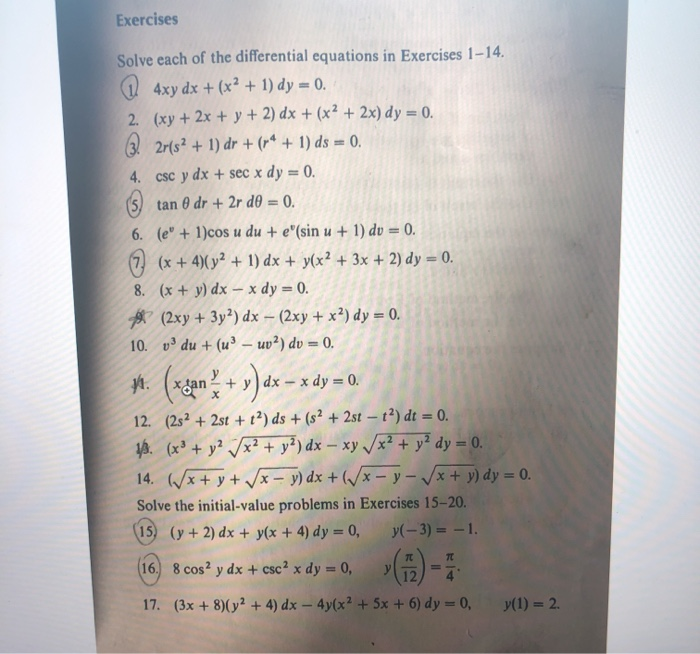 Solved Exercises Solve Each Of The Differential Equations Chegg Com