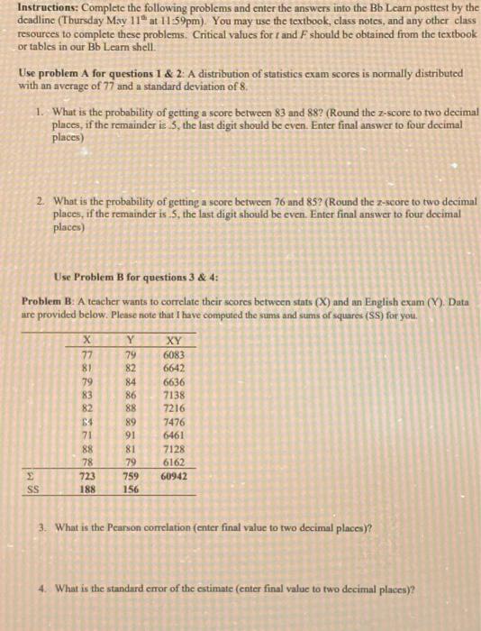 Solved Instructions: Complete the following problems and | Chegg.com