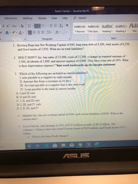 Solved Exam 1 Review Saved To This Pc References Mailin Chegg Com