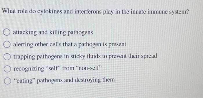 Solved What role do cytokines and interferons play in the | Chegg.com