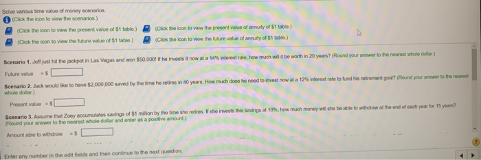 Solved Solve various time value of money scenarios (Click | Chegg.com
