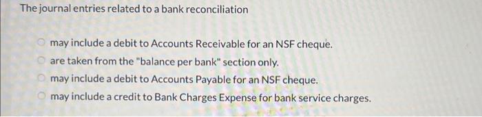 Solved The journal entries related to a bank reconciliation 