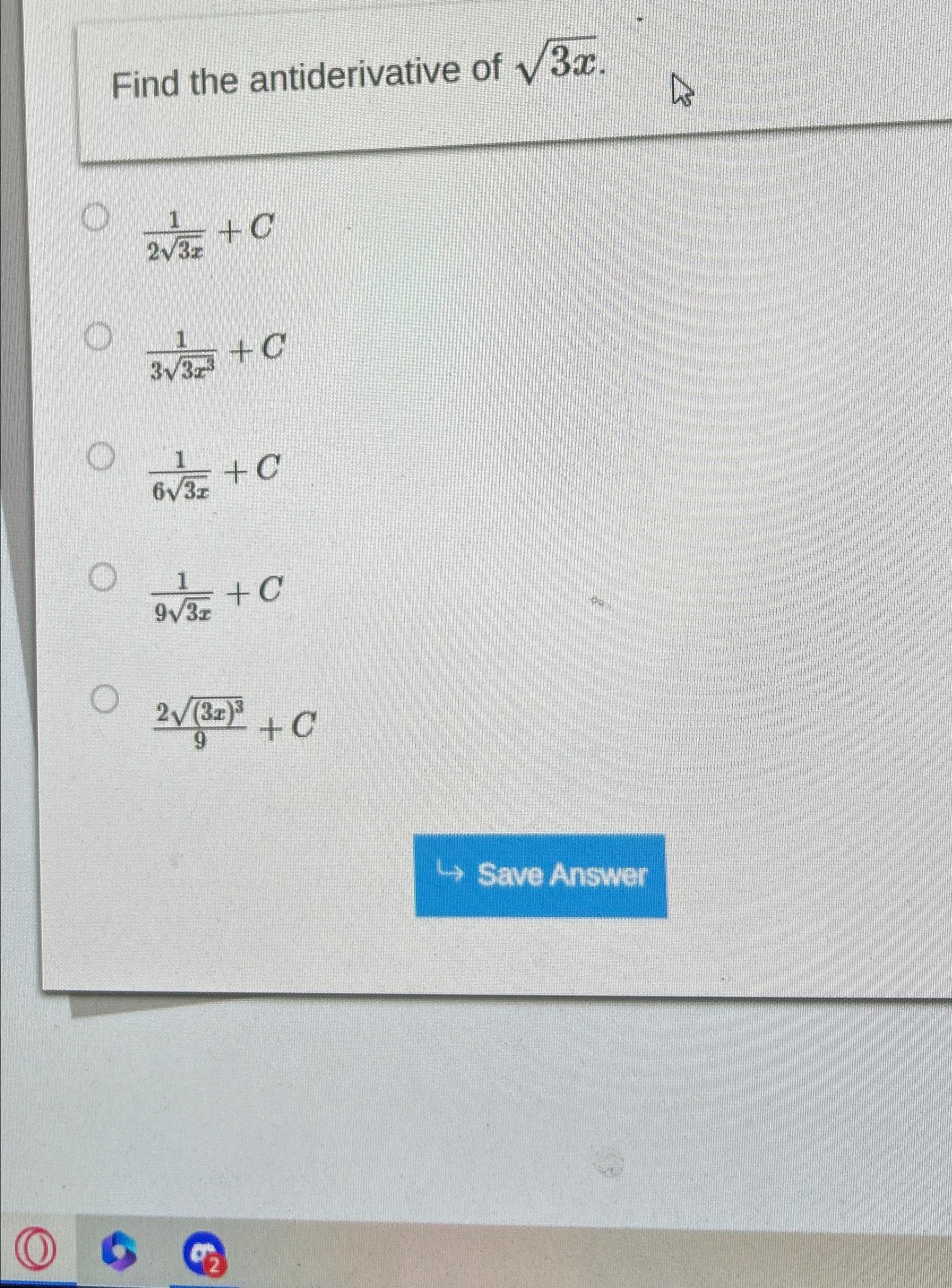 antiderivative of 2x 1 3