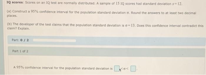 Solved Construct an 80% confidence interval for the | Chegg.com