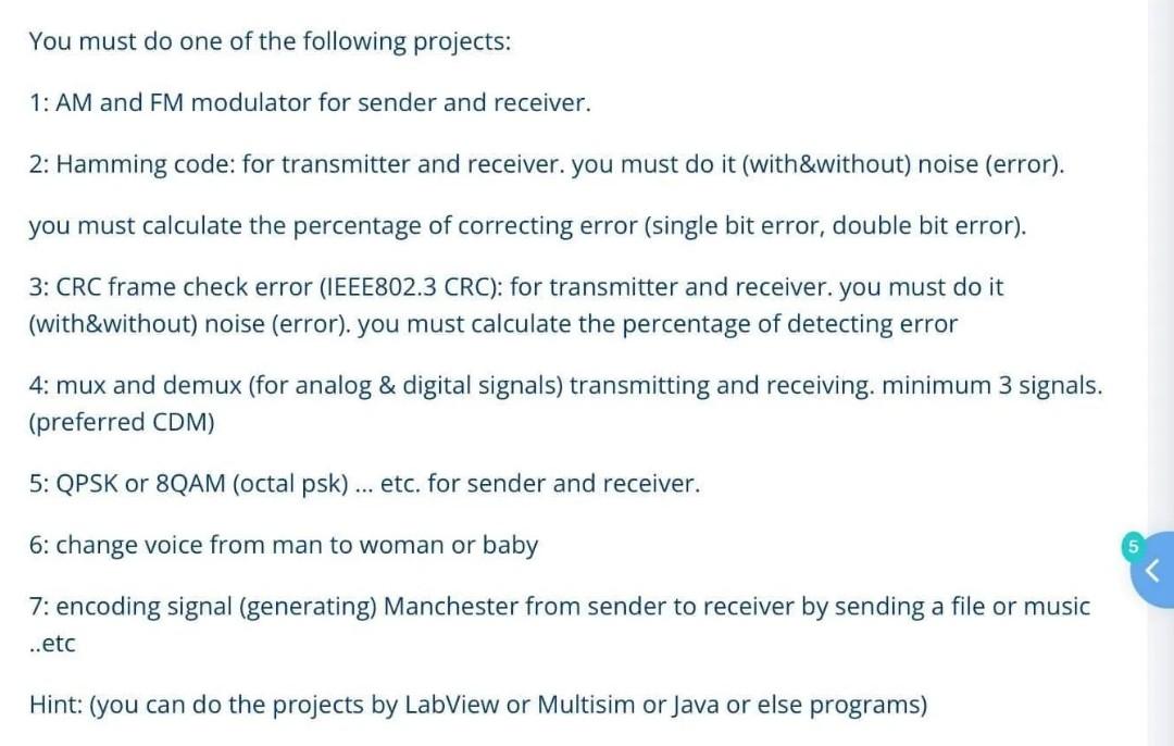 Solved You must do one of the following projects 1 AM and