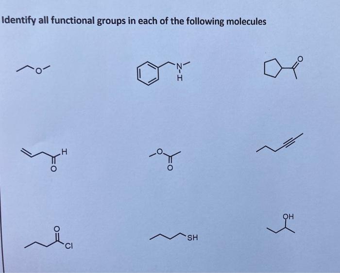 Solved Identify all functional groups in each of the | Chegg.com