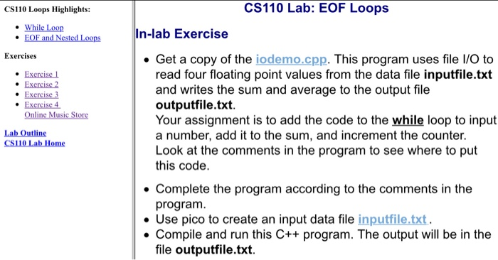 Solved Cs110 Loops Highlights Nested While Loop Exercise Chegg Com