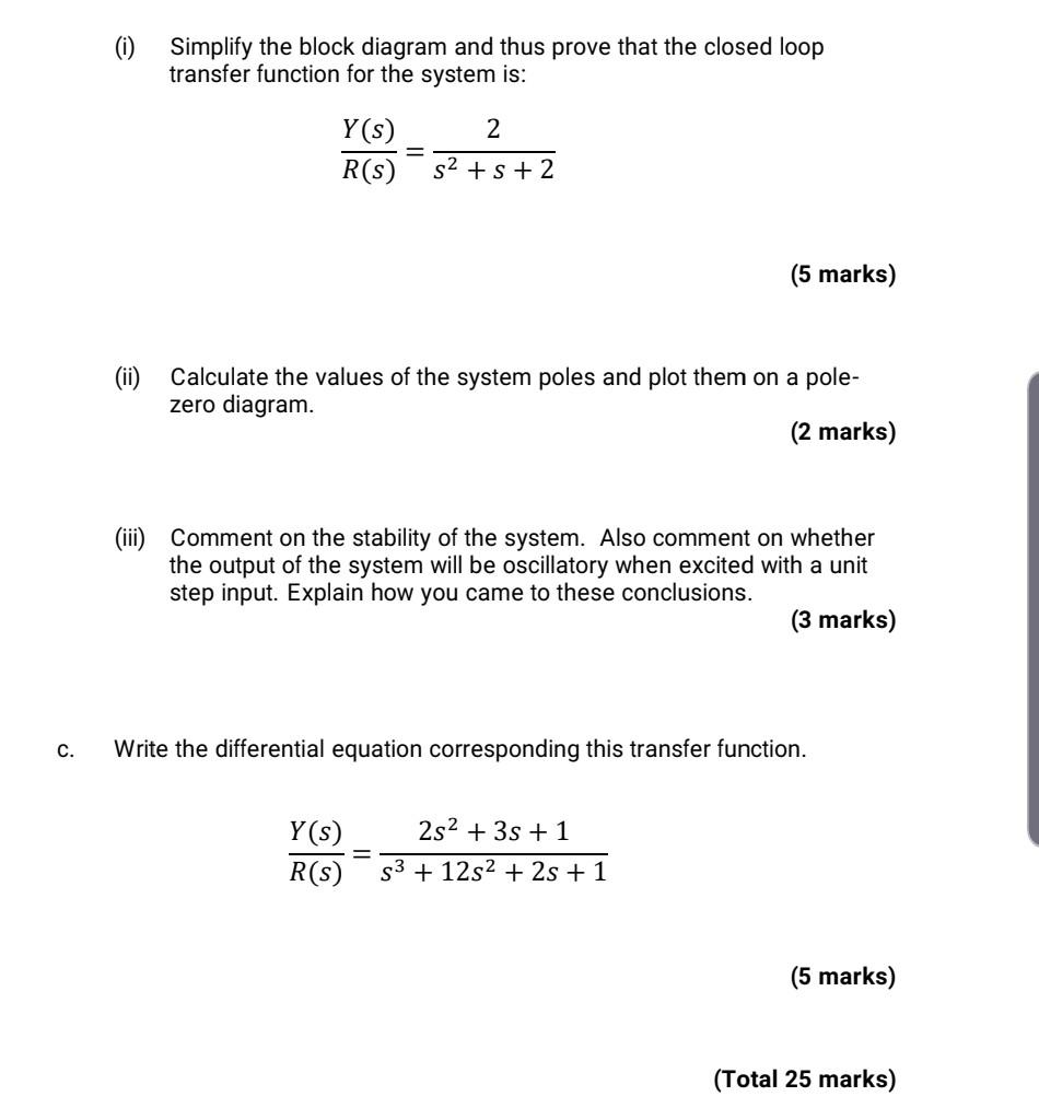Solved b. Figure Q2(b) shows a block diagram of a system | Chegg.com