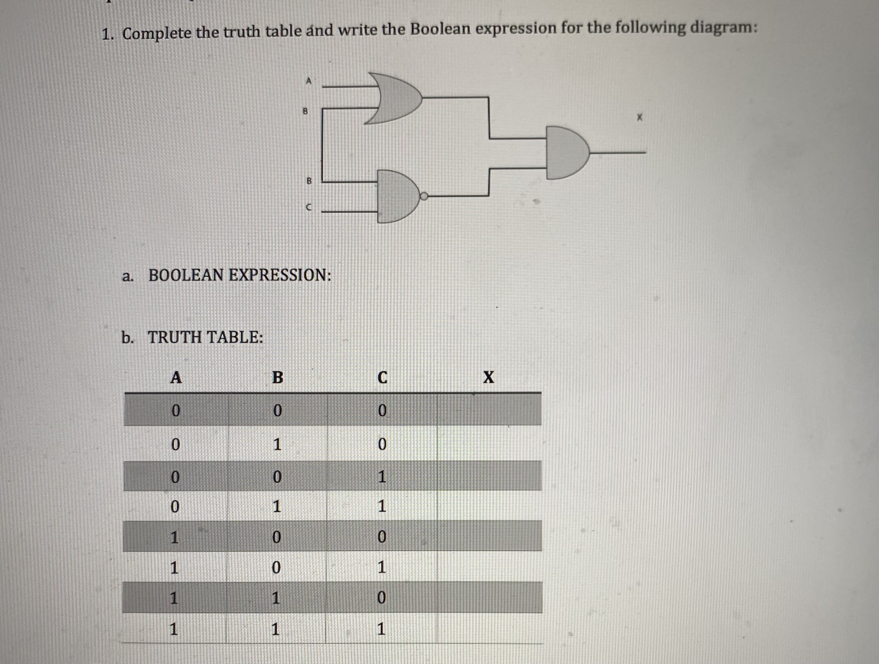 Solved Complete the truth table and write the Boolean | Chegg.com