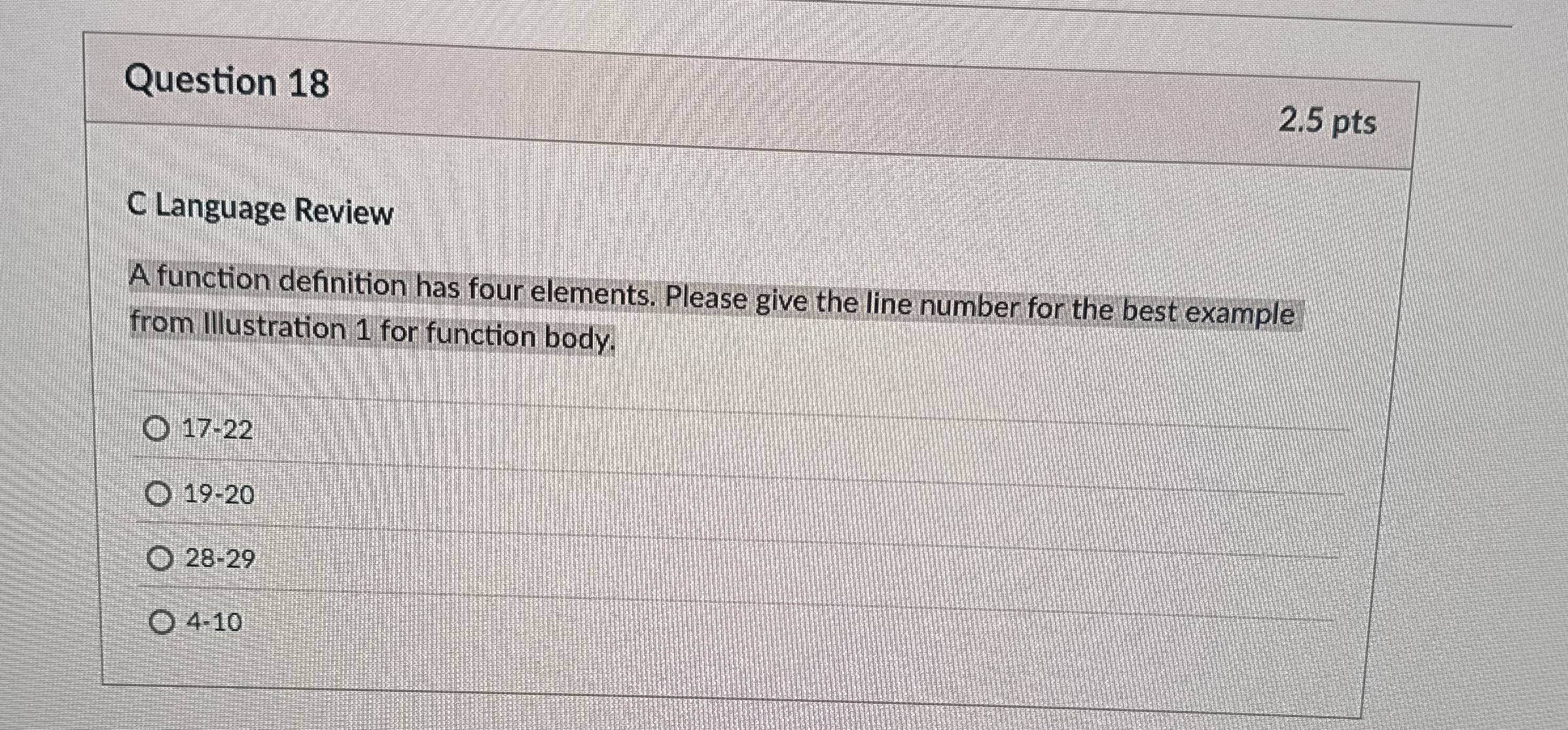 Solved Question 182.5 ﻿ptsC Language ReviewA function | Chegg.com
