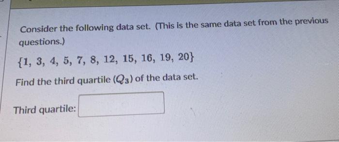 Solved Consider the following data set. (This is the same | Chegg.com