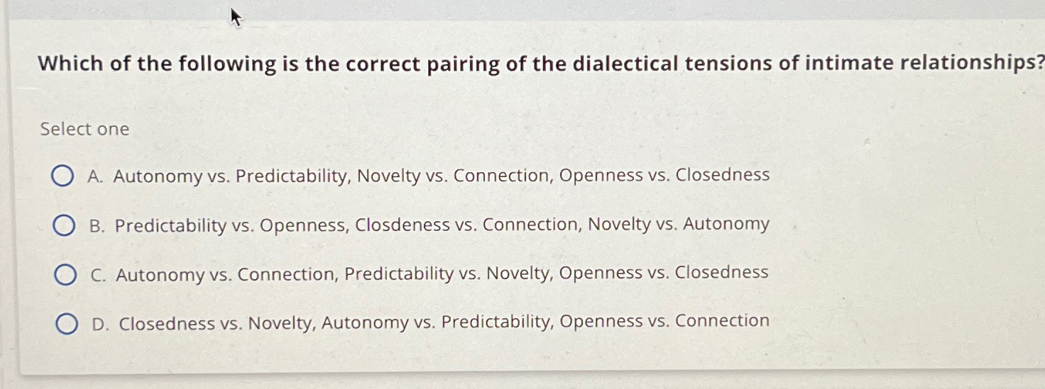 Solved Which of the following is the correct pairing of the