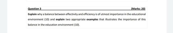 Solved Question 3 (Marks: 20) Explain why a balance between | Chegg.com