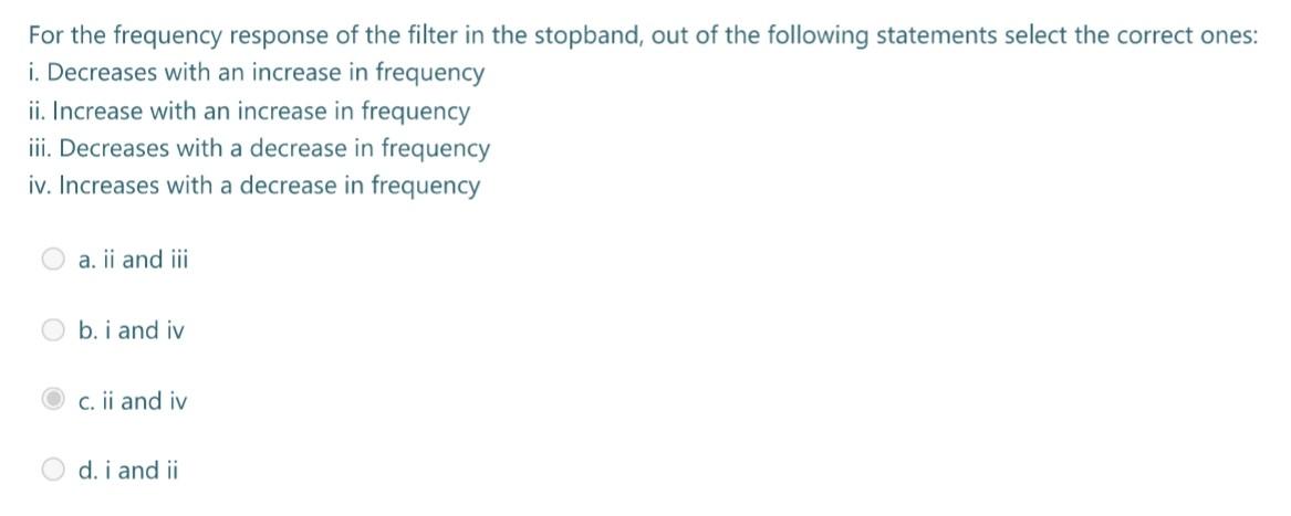 Solved For the frequency response of the filter in the | Chegg.com