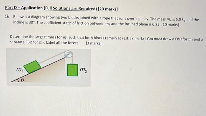 Solved 16. Below is a diagram showing two blocks joined with | Chegg.com
