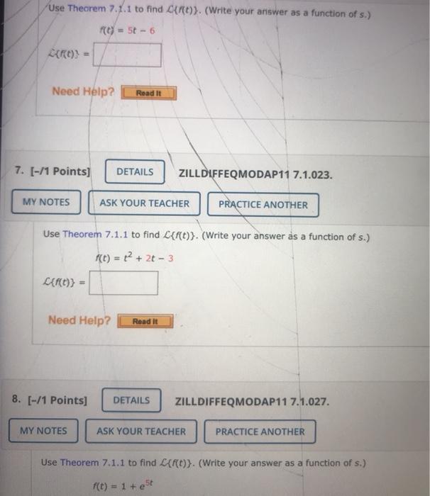 Solved Use Theorem 7.1.1 to find ott)). (Write your answer | Chegg.com