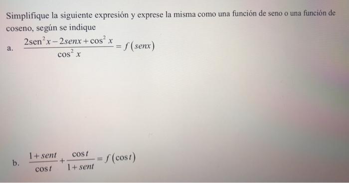 Solved Simplifique La Siguiente Expresi N Y Exprese La Misma Chegg Com