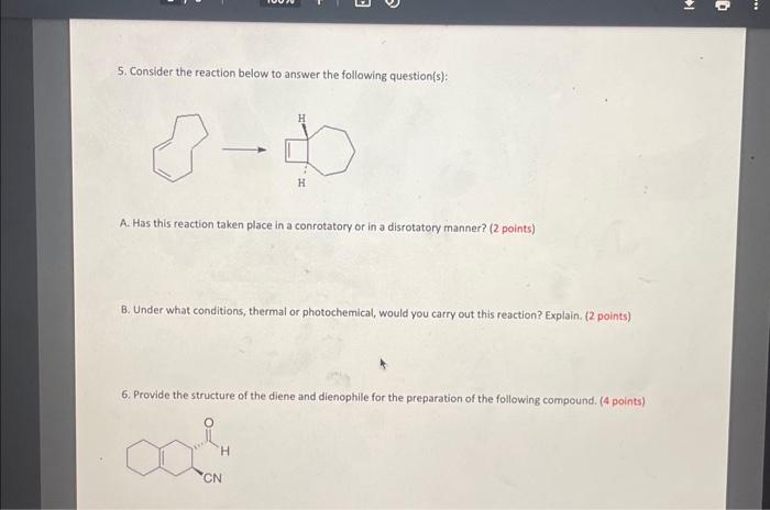 Solved 5. Consider the reaction below to answer the | Chegg.com