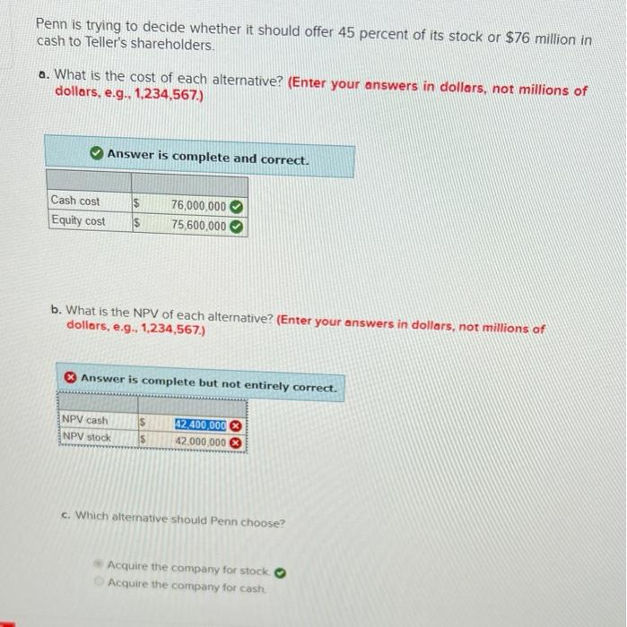 Solved Penn Corp Is Analyzing The Possible Acquisition Of