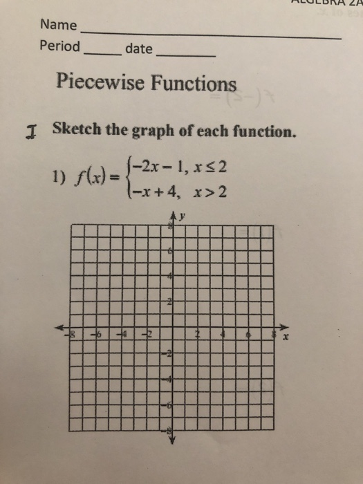 Solved Name Period Date Piecewise Functions I Sketch The