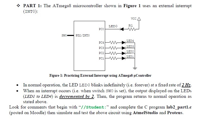PART 1: The ATmega8 microcontroller shown in Figure 1 | Chegg.com