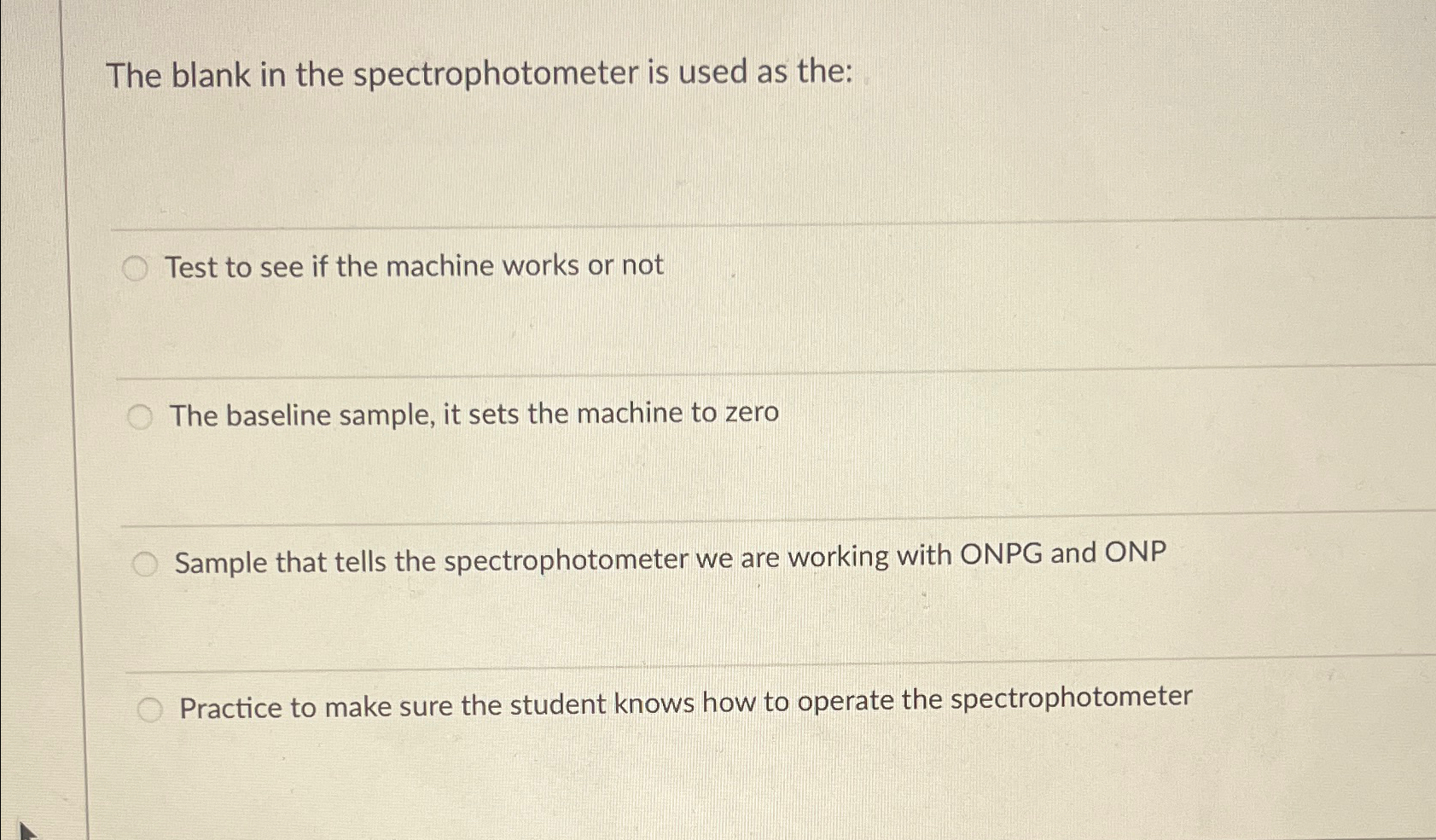 Solved The blank in the spectrophotometer is used as