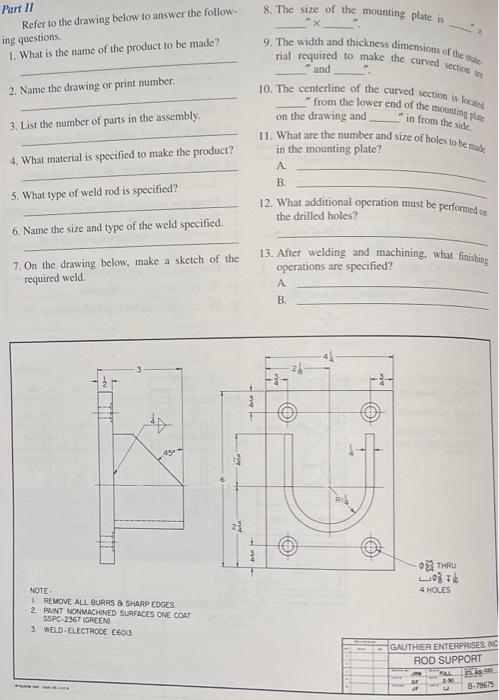 Solved Part II Refer to the drawing below to answer the | Chegg.com