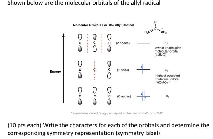 Solved Shown below are the molecular orbitals of the allyl | Chegg.com