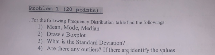 Solved Problem 1 (20 points): For the following Frequency | Chegg.com