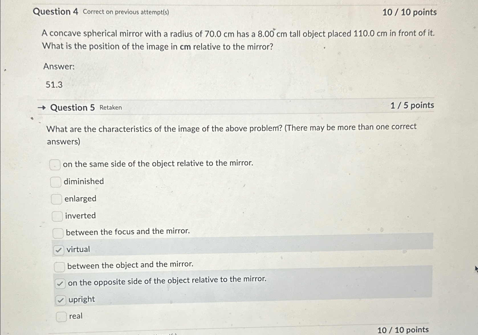 Solved Need help for Quesntion #5 ﻿only1010 ﻿pointsA concave | Chegg.com