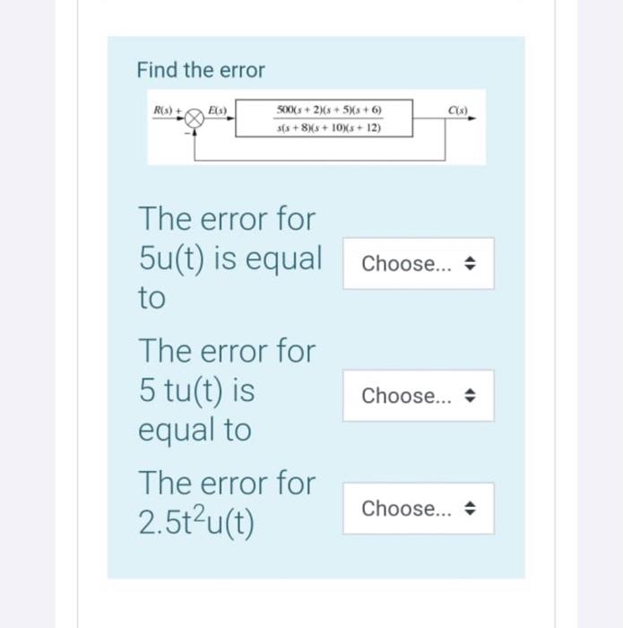 Solved Find the error infinity The error of the system for | Chegg.com