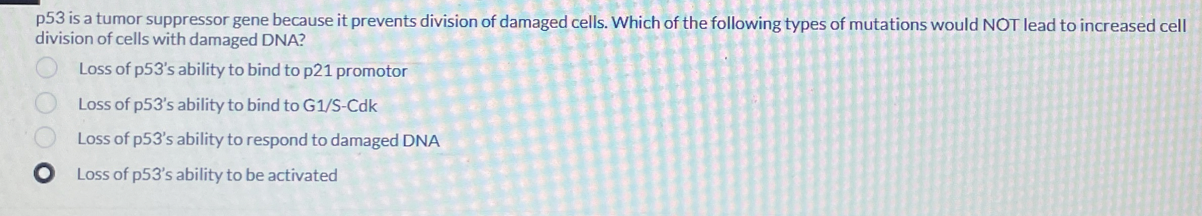 Solved p53 ﻿is a tumor suppressor gene because it prevents Biology Diagrams