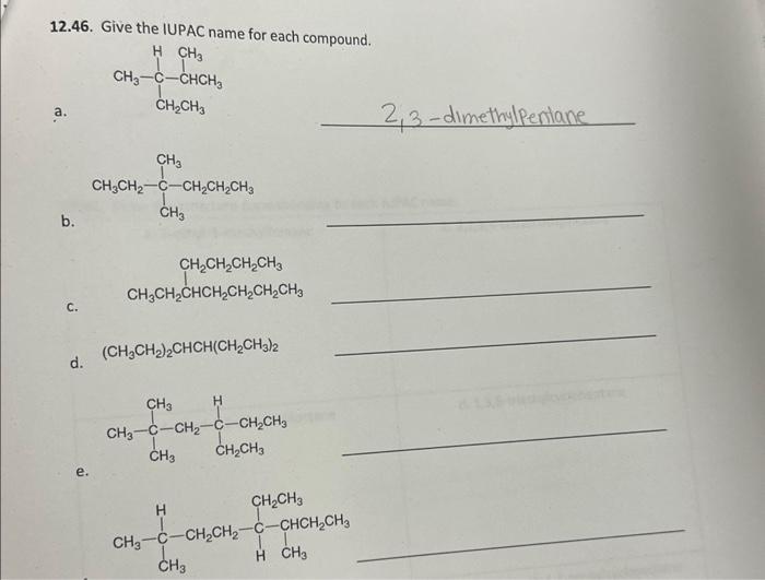 Solved 12.46. Give the IUPAC name for each compound. a. | Chegg.com