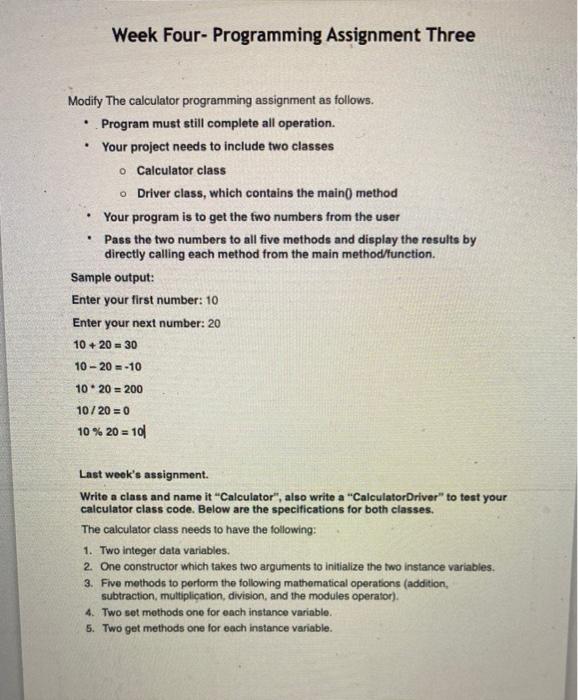 Solved Week Four- Programming Assignment Three . . Modify | Chegg.com