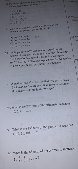 Solved series 2 Determine whether the following sequences | Chegg.com