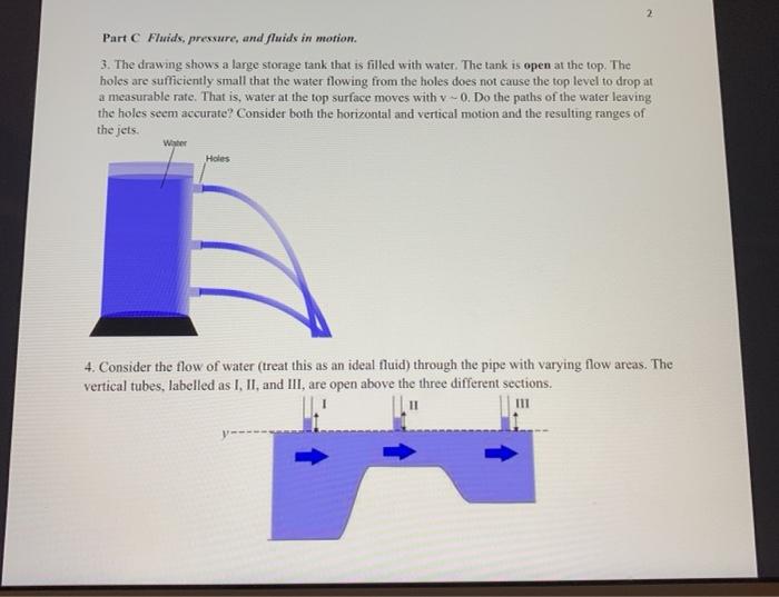 Solved Part Fluids, pressure, and fluids in motion. 3. The | Chegg.com