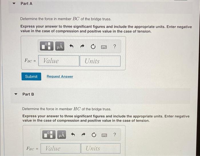 Determine the force in member \( B C \) of the bridge truss. Express your answer to three significant figures and include the