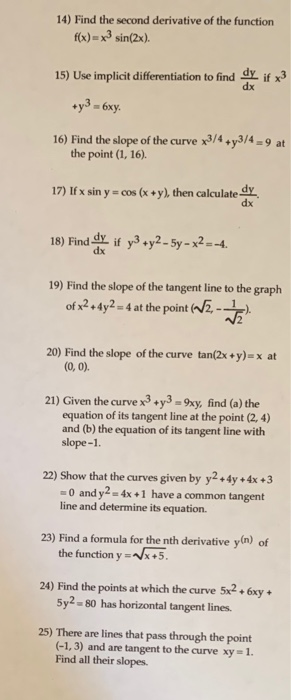 Solved 14 Find The Second Derivative Of The Function F X Chegg Com