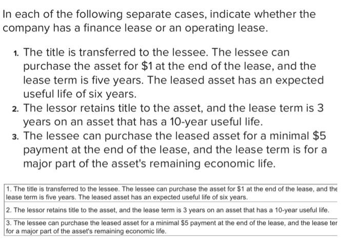 Solved In each of the following separate cases, indicate | Chegg.com