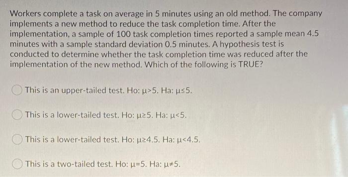 Solved Workers complete a task on average in 5 minutes using | Chegg.com
