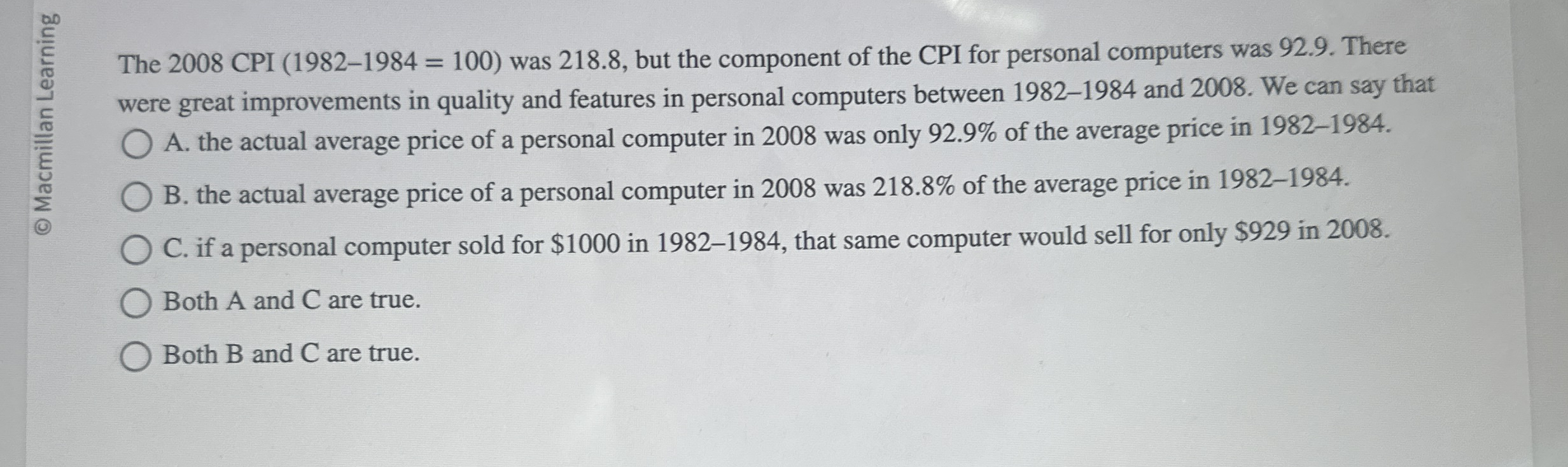 Solved The 2008 ﻿CPI )=(100 ﻿was 218.8 , ﻿but the component | Chegg.com