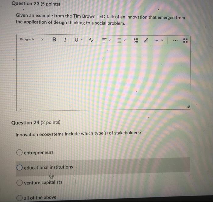 Solved Question 23 (5 points) Given an example from the Tim | Chegg.com