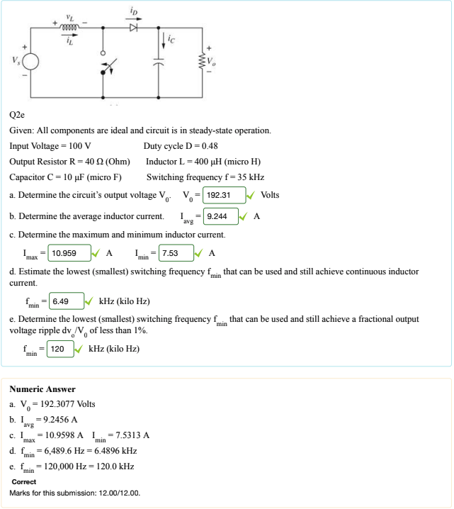 Solved Q2e Given All Components Are Ideal And Circuit Is Chegg Com