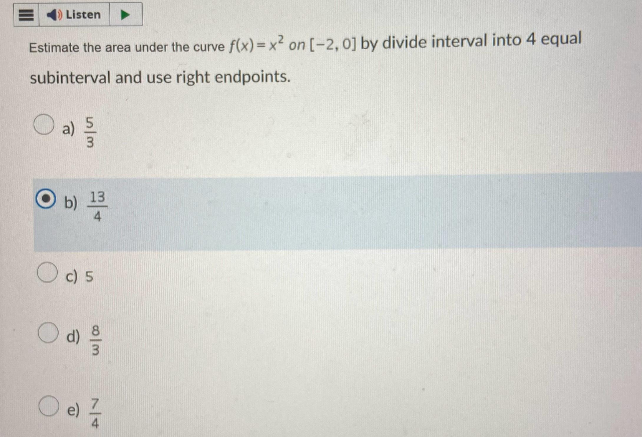 Solved Estimate the area under the curve f(x)=x2 ﻿on -2,0 | Chegg.com