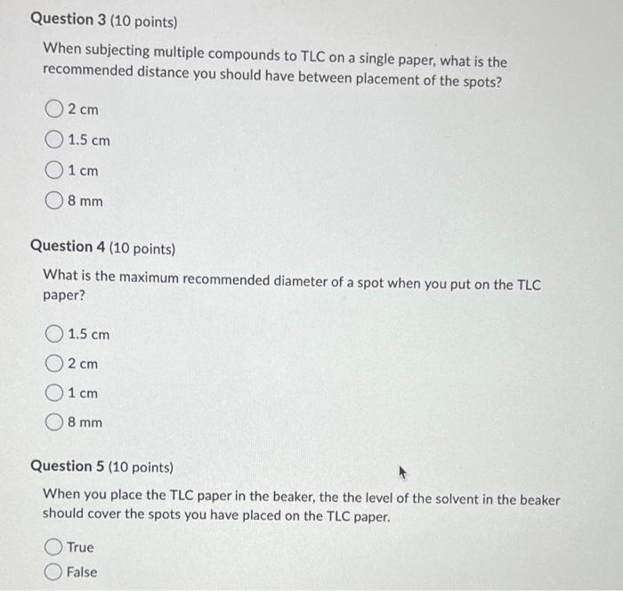 Solved Image TLC plate with point of application on left