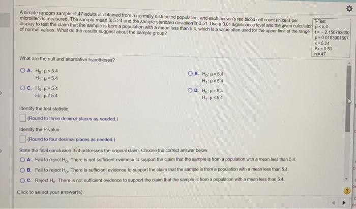 Solved A Simple Random Sample Of 47 Adults Is Obtained From | Chegg.com